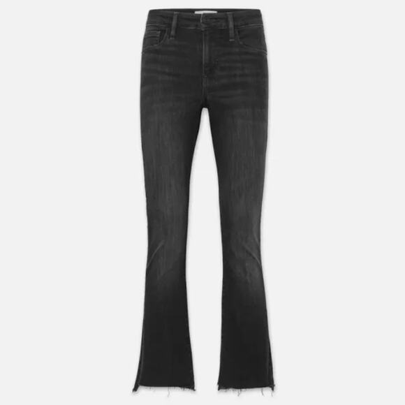 NWT FRAME Denim Le Crop Mini Boot Raw Stagger Tilt Black Jeans Womens Size 26 - Picture 2 of 7